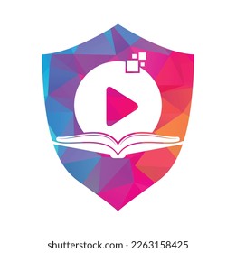 Book media logo design icon template. Book play logo symbol design illustration.