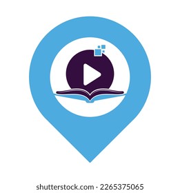 Book media logo design icon template. Book play logo symbol design illustration.