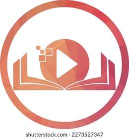 Book media logo design icon template. Book play logo symbol design illustration.