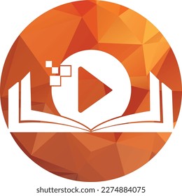 Book media logo design icon template. Book play logo symbol design illustration.