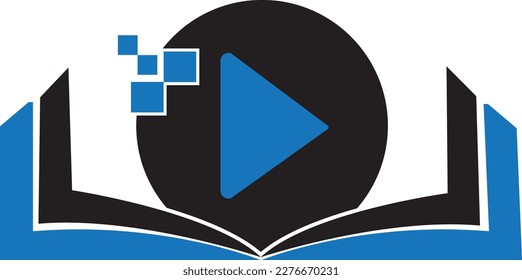 Book media logo design icon template. Book play logo symbol design illustration.