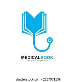 Book Medical Stethoscope Logo Design Vector. Suitable For Business, Health, And Education