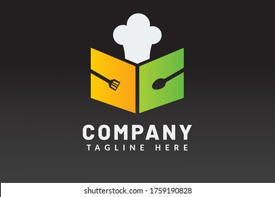 menú del libro Ilustración plantilla del logotipo del restaurante, empresa de alimentos, marca de café. uso para sistema de marcas icónicas, implementación para impresión, sitio web, tarjeta de visita, fondo.