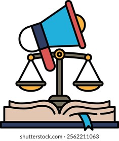 A book with a microphone and scales on top of it