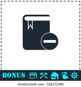 Book minus icon flat. Simple vector symbol and bonus icon
