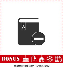 Book minus icon flat. Simple vector symbol and bonus icon