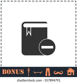Book minus icon flat. Simple vector symbol and bonus icon