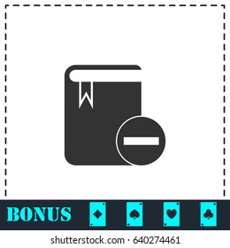 Book minus icon flat. Simple vector symbol and bonus icon