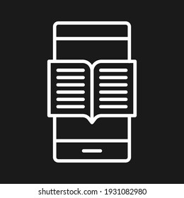 Imagen vectorial de icono de libro, móvil, en línea. También se puede usar para la educación en línea. Idóneo para aplicaciones web, aplicaciones móviles y medios impresos.