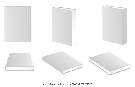 book mockup set vector illustration isolated on white background.