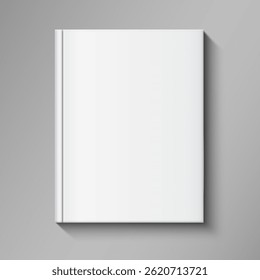 Book Mockup or Template Over Gray Background. Blank White Hardcover. Vector Illustration for Design and Branding
