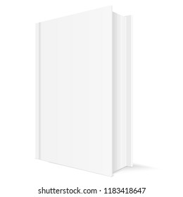 Book mockup. White vertical template with blank cover. Vector 3d illustration isolated on white background