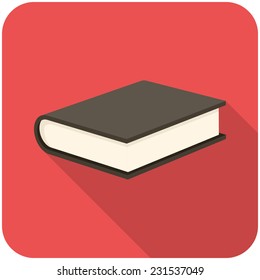 Book, modern flat icon with long shadow