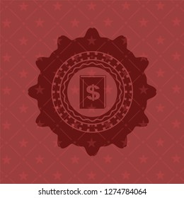 book with money symbol inside icon inside retro style red emblem