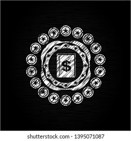 book with money symbol inside icon drawn with chalkboard texture