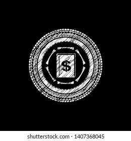 book with money symbol inside icon drawn on a blackboard