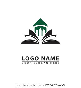 book and mosque dome vector logo icon. Abstract vector graphics simple elegant flat illustration.