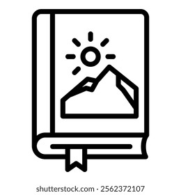 Book And Mountain Icon Element For Design