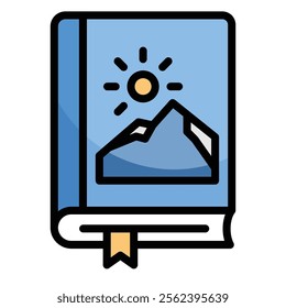 Book And Mountain Icon Element For Design