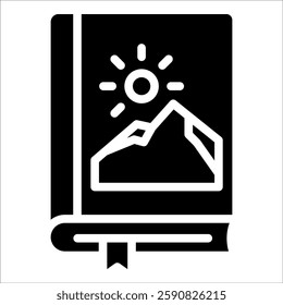 Book And Mountain Icon Element For Design