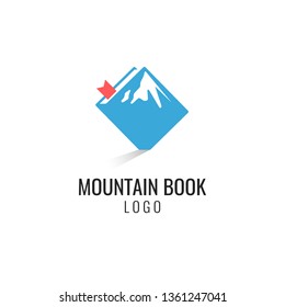 Book with mountains creative logo design template