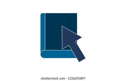 Book With Mouse Cursor icon. Vector illustration. Flat pictogram. Book  icon. Library symbol. 