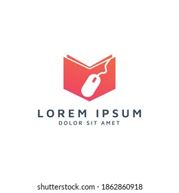 book and mouse negative space logo design
