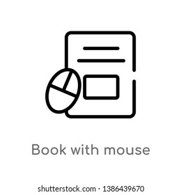 book with mouse vector line icon. Simple element illustration. book with mouse outline icon from tools and utensils concept. Can be used for web and mobile