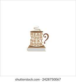 book mug smoke reading vector logo template