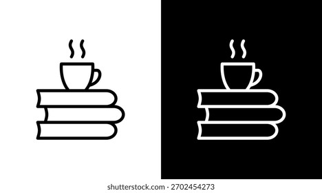 Libro y taza de diseño de conjunto de iconos blancos