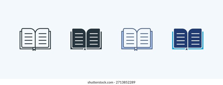 Colección de icono de estilo múltiple de libro