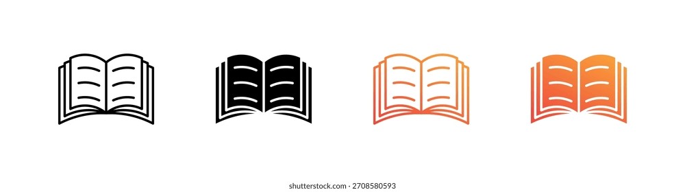 Book Multiple Style Icon Set Collection
