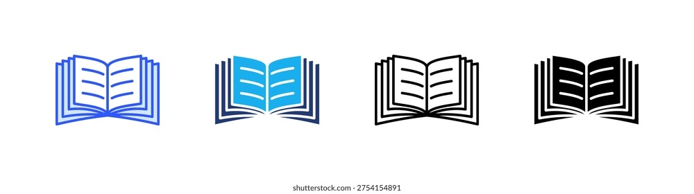 Book Multiple Style Icon Set Vector