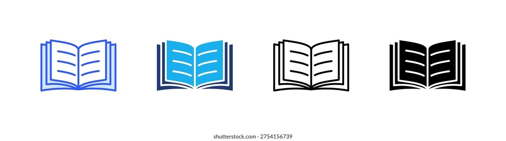 Book Multiple Style Icon Set Vector