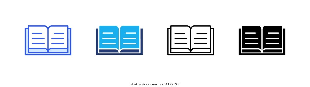 Book Multiple Style Icon Set Vector