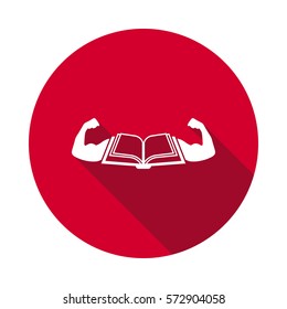 Book and muscle flat icon