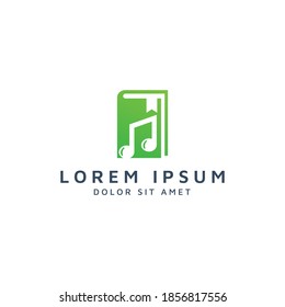 book and music negative space logo design