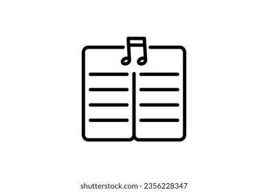 Book Music Notes Icon. Icon related to multimedia and entertainment. suitable for web site design, app, user interfaces. Line icon style. Simple vector design editable