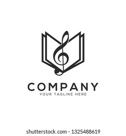 Book and Music symbol logo design inspiration