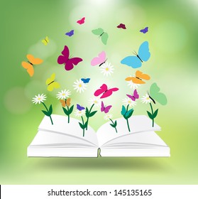 Book with nature concept idea, Vector illustration template design