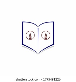 Book nature logo. education symbol. nature symbol with wheat symbol. vector template ready for use stock illustration