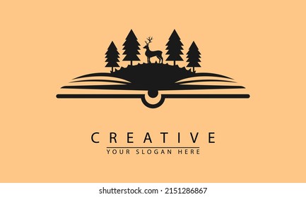 book and nature silhouette vector for logo icon. vector Simple flat design vector illustration