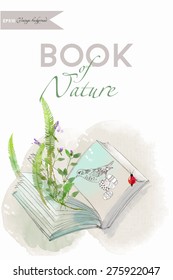 Book of Nature. Watercolor vector background