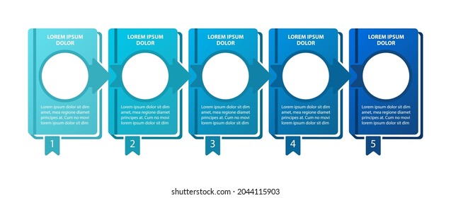 Book navigation vector infographic template. Reading process presentation design elements with text space. Data visualization with 5 steps. Process timeline chart. Workflow layout with copyspace