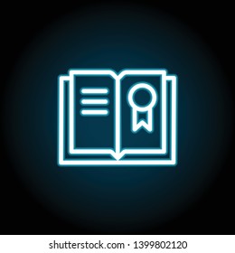 book neon icon. Simple thin line, outline vector of Book icons for UI and UX, website or mobile application on dark blue gradient background
