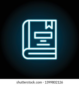 book neon icon. Simple thin line, outline vector of Book icons for UI and UX, website or mobile application on dark blue gradient background