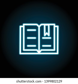 book neon icon. Simple thin line, outline vector of Book icons for UI and UX, website or mobile application on dark blue gradient background
