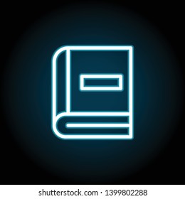 book neon icon. Simple thin line, outline vector of Book icons for UI and UX, website or mobile application on dark blue gradient background