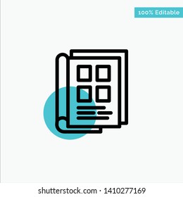Book, Newspaper, Paper, Notebook, Phonebook turquoise highlight circle point Vector icon