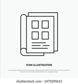 Book, Newspaper, Paper, Notebook, Phonebook Line Icon Vector
